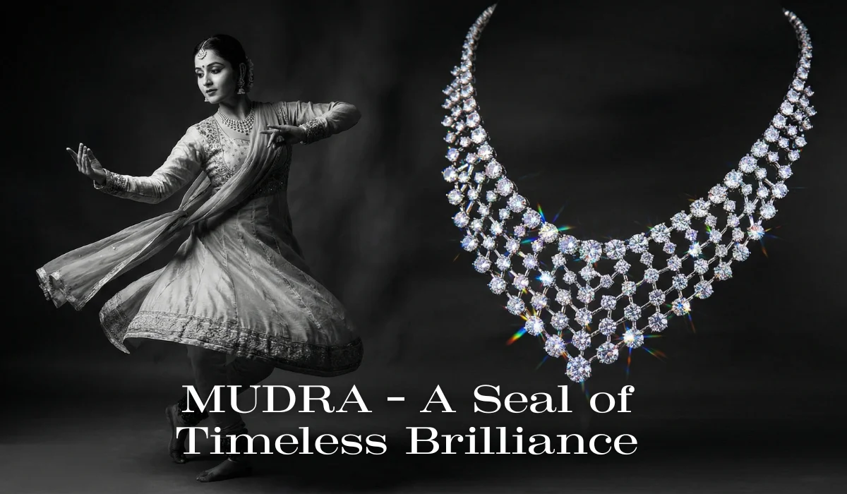 A beautiful Indian Girl in Classical Mudra formation with an American Diamond Necklace